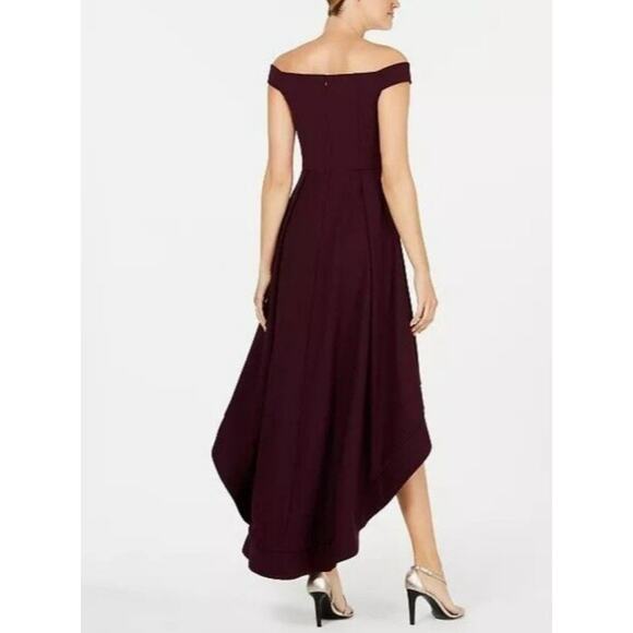 Calvin Klein Dress Formal High Low Off the Shoulder Plum Purple Size 8 - Picture 2 of 11